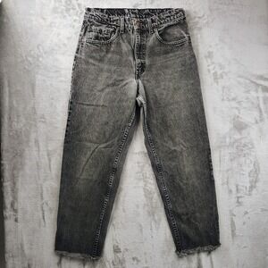 VTG 90's Levis 550 Jeans Mens 31x30 Black Relaxed Fit Tapered Leg Denim Fray Hem